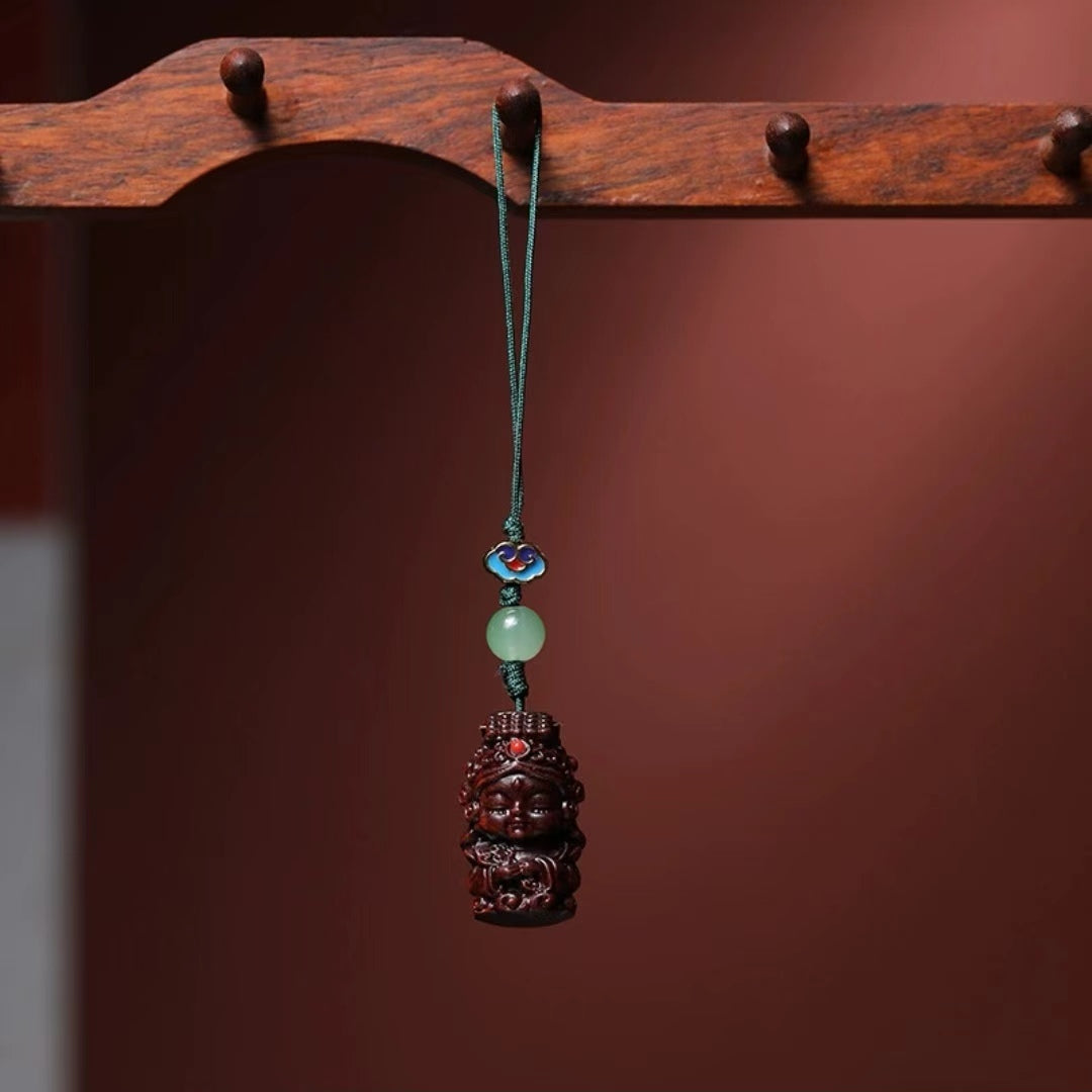 檀木卡通妈祖挂件｜过炉开光·紫檀黄金檀可选·妈祖娘娘加持可爱护身符