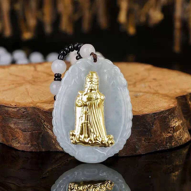 【妈祖庇护】翡翠镶金妈祖吊坠 经香炉开光 天然翡翠·金工精制 吉祥平安