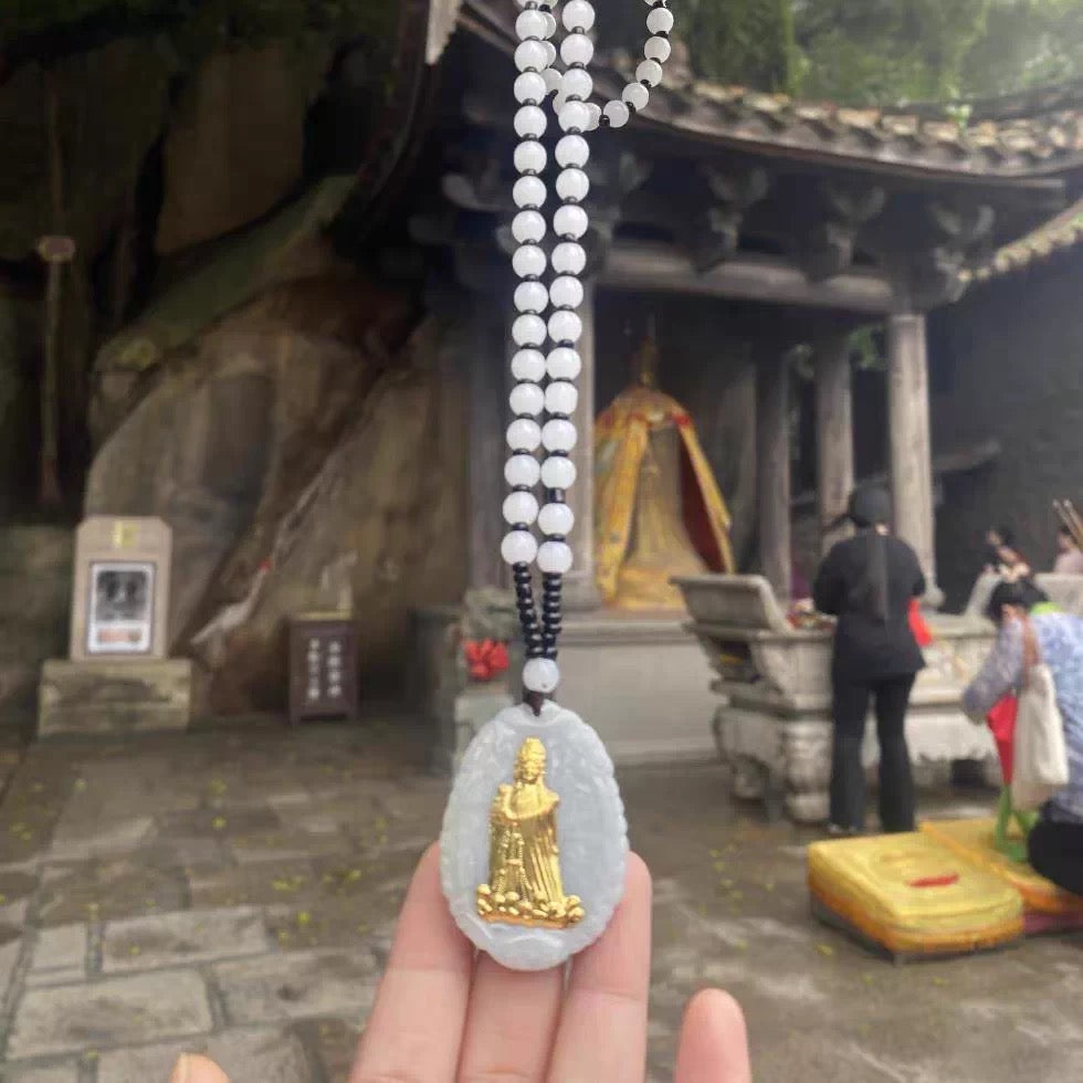 【妈祖庇护】翡翠镶金妈祖吊坠 经香炉开光 天然翡翠·金工精制 吉祥平安